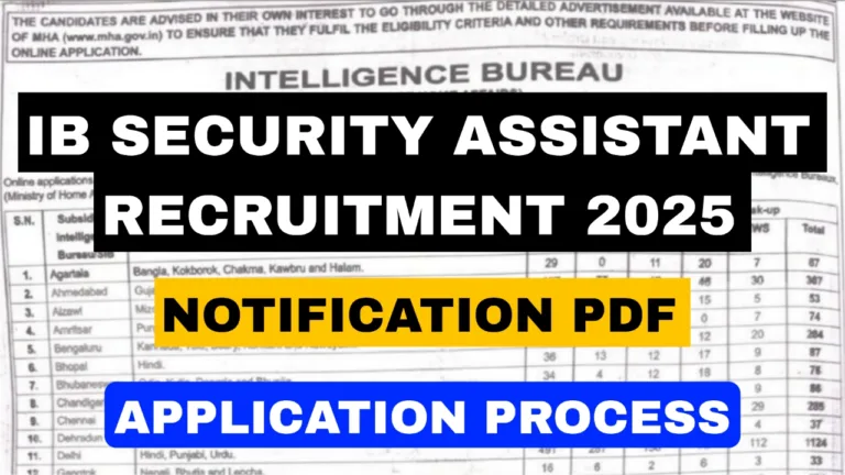 IB Security Assistant Recruitment 2025